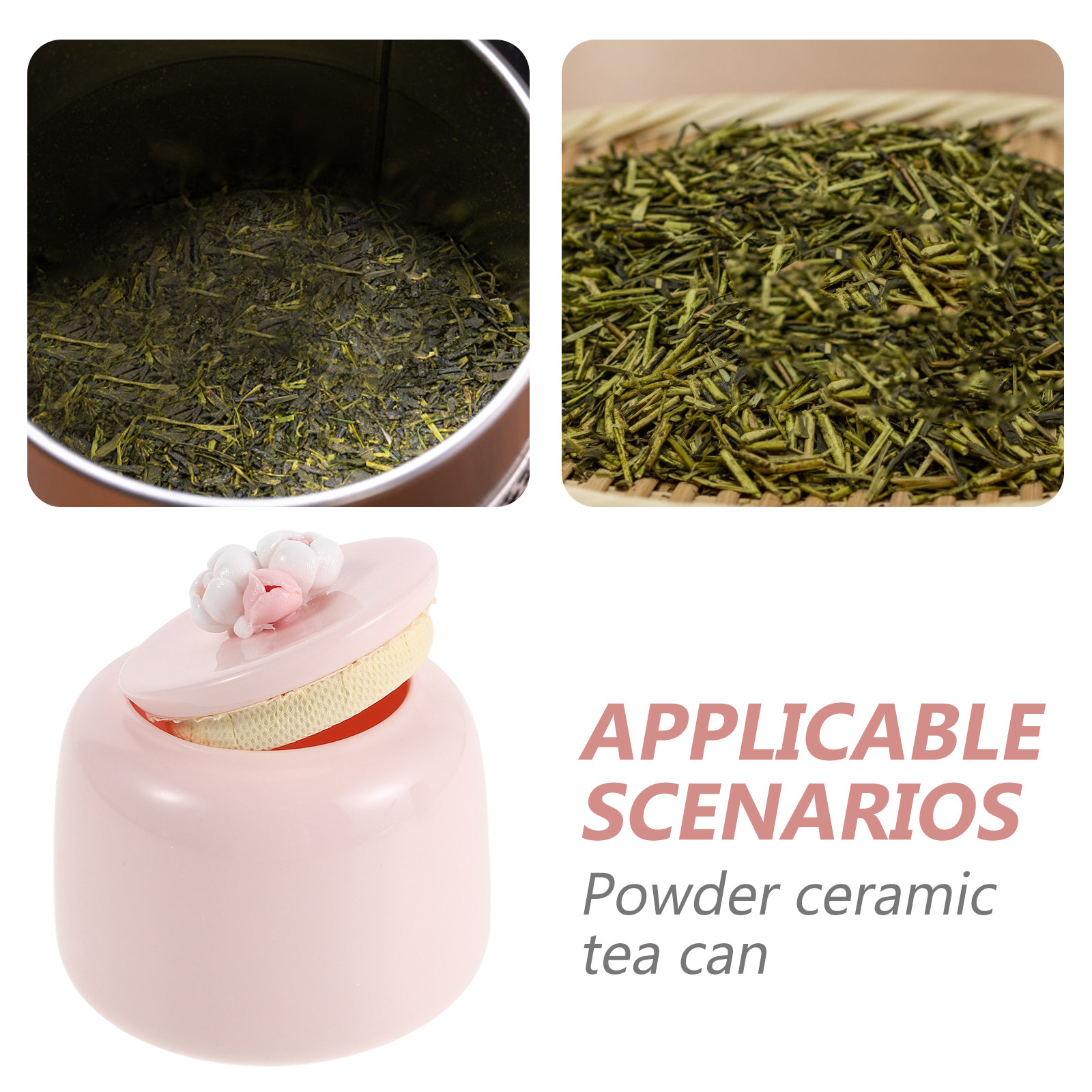 Ceramic Tea Jar Pink Porcelain - Coffee Tea And Bean Leaf review and price