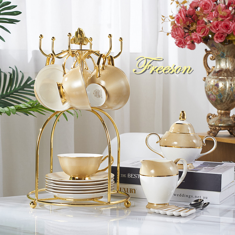 Luxury Gold Bone China Coffee  - Coffee Tea And Sugar Set review and price