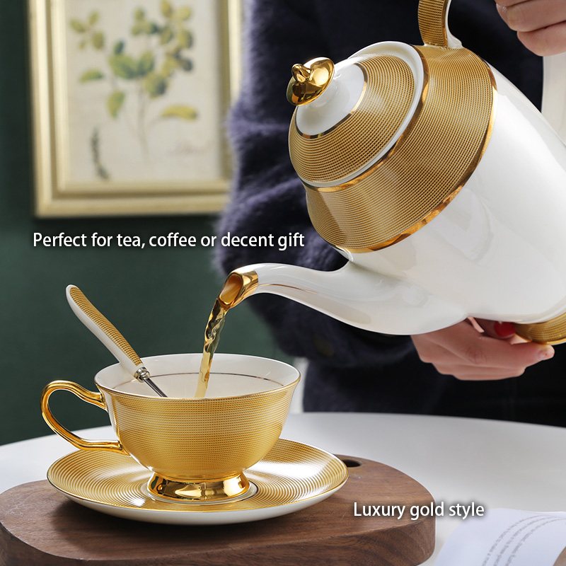 Luxury Gold Bone China Coffee  - Coffee Tea And Sugar Set review and price