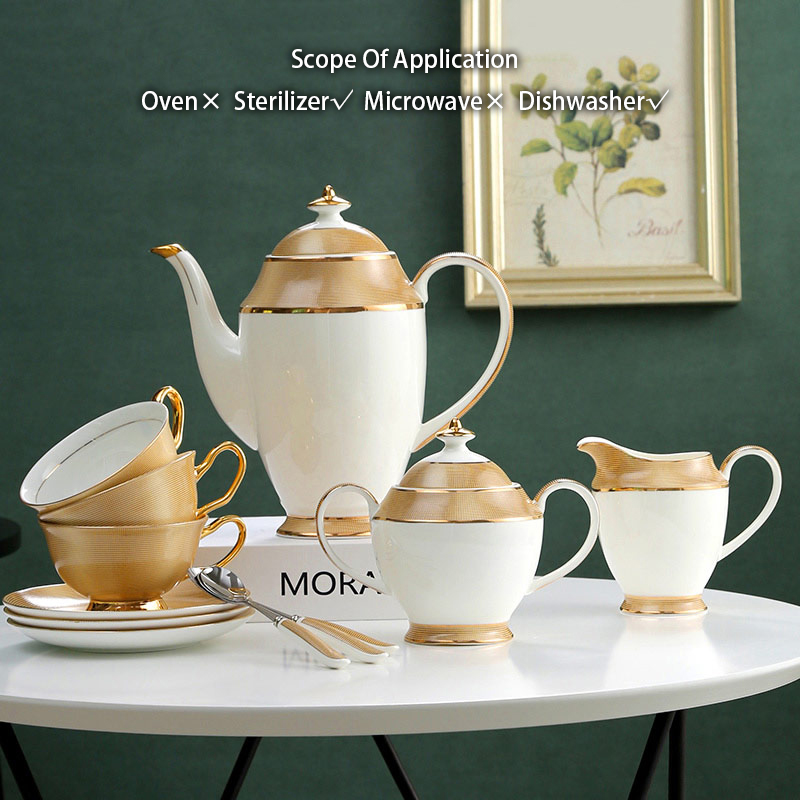Luxury Gold Bone China Coffee  - Coffee Tea And Sugar Set review and price