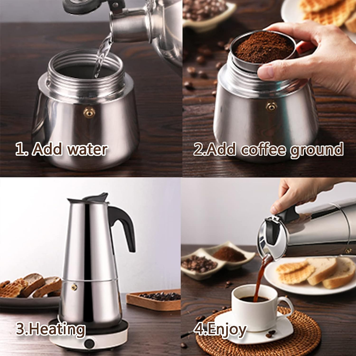 4/6/9 Cups Moka Pot Caffe Mach - Coffee Tea Making Machine review and price