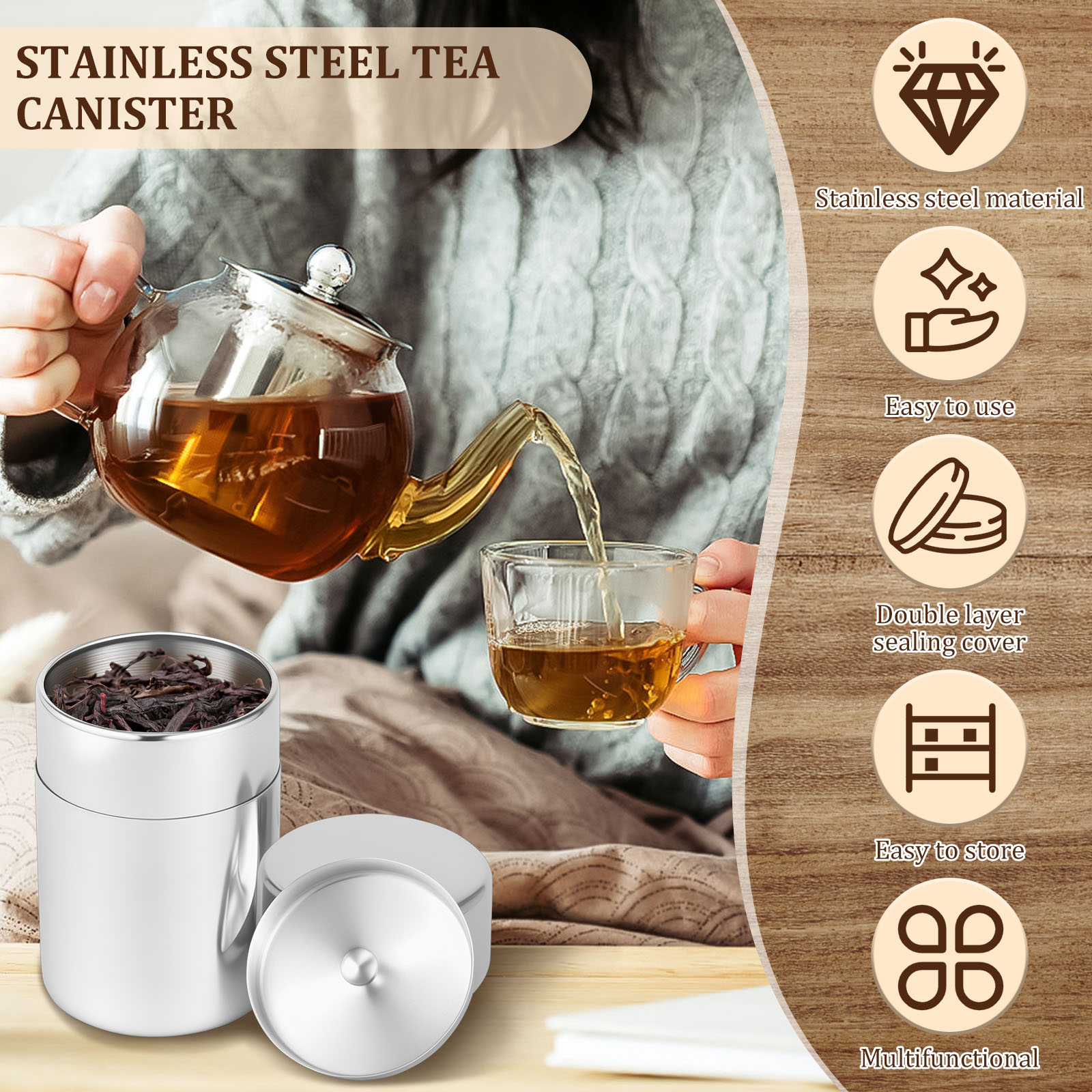 Stainless Steel Tea Leaf Tins  - Coffee Tea And Bean Leaf review and price