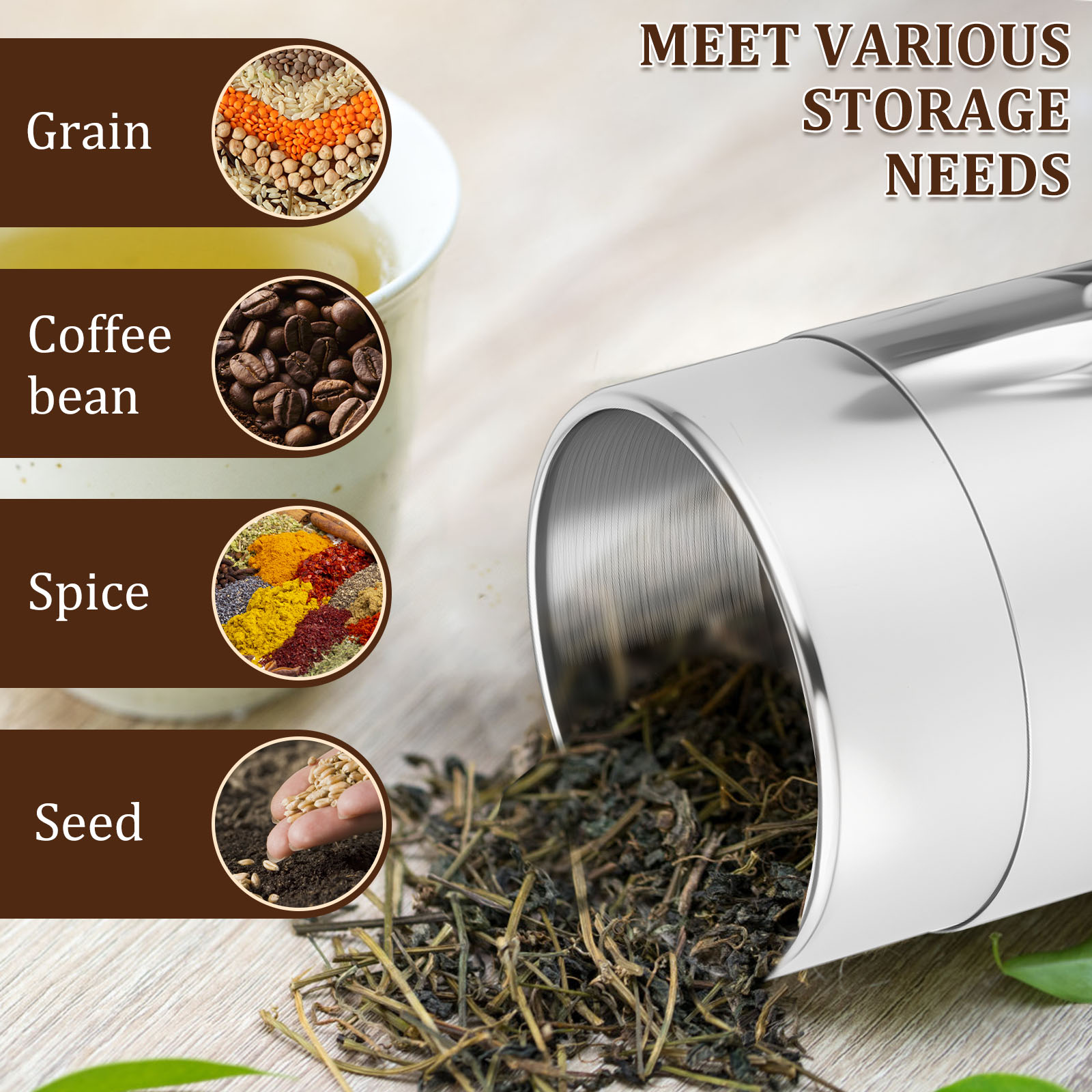 Stainless Steel Tea Leaf Tins  - Coffee Tea And Bean Leaf review and price